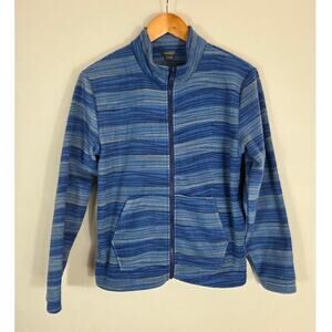 Eddie Bauer Kids Blue Striped Fleece Full Zip Jacket Kids Large 14/16